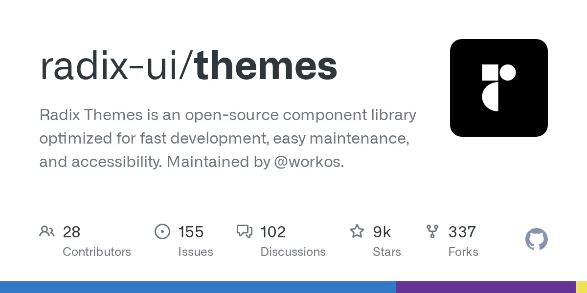 Radix Themes 仓库官方社交卡（GitHub og 1200×600）